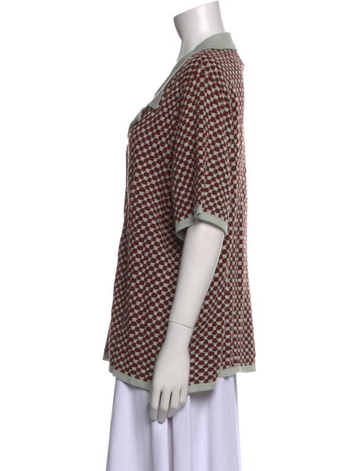 Lingua Franca Printed V-Neck Button-Up Top