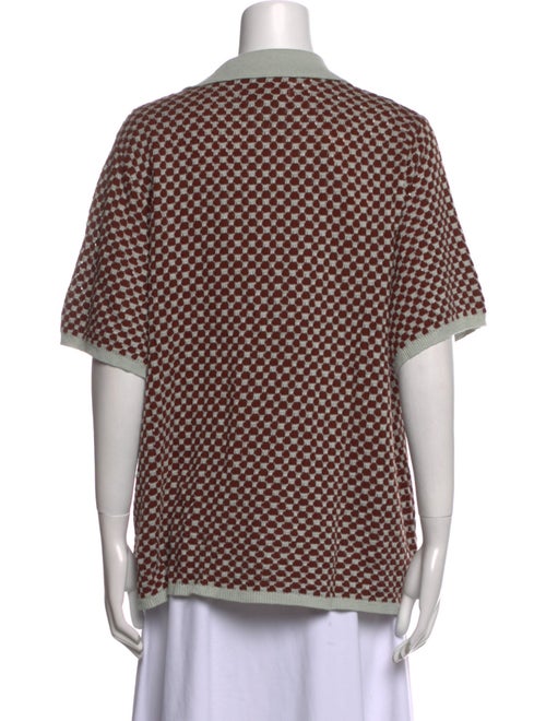 Lingua Franca Printed V-Neck Button-Up Top