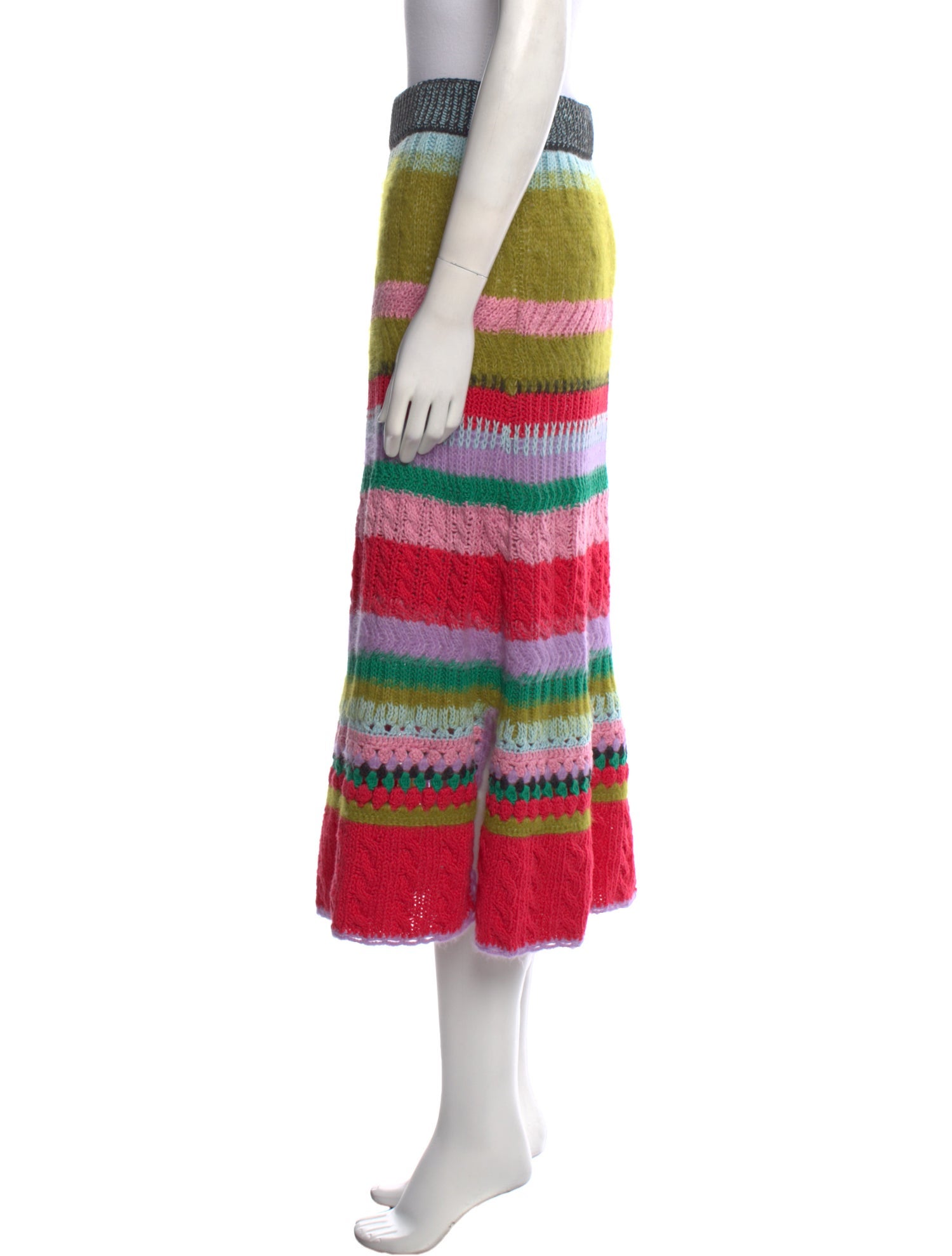 Lingua Franca Striped Midi Length Skirt