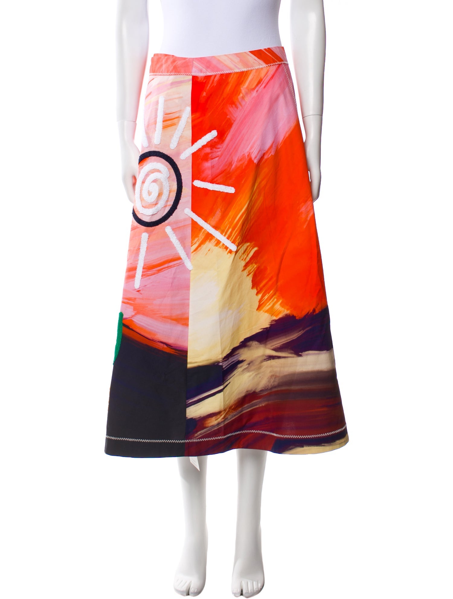 Lingua Franca Printed Midi Length Skirt