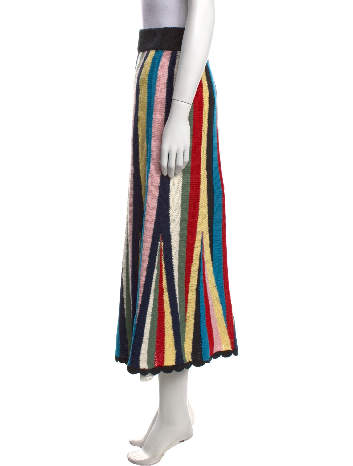 Lingua Franca Striped Midi Length Skirt