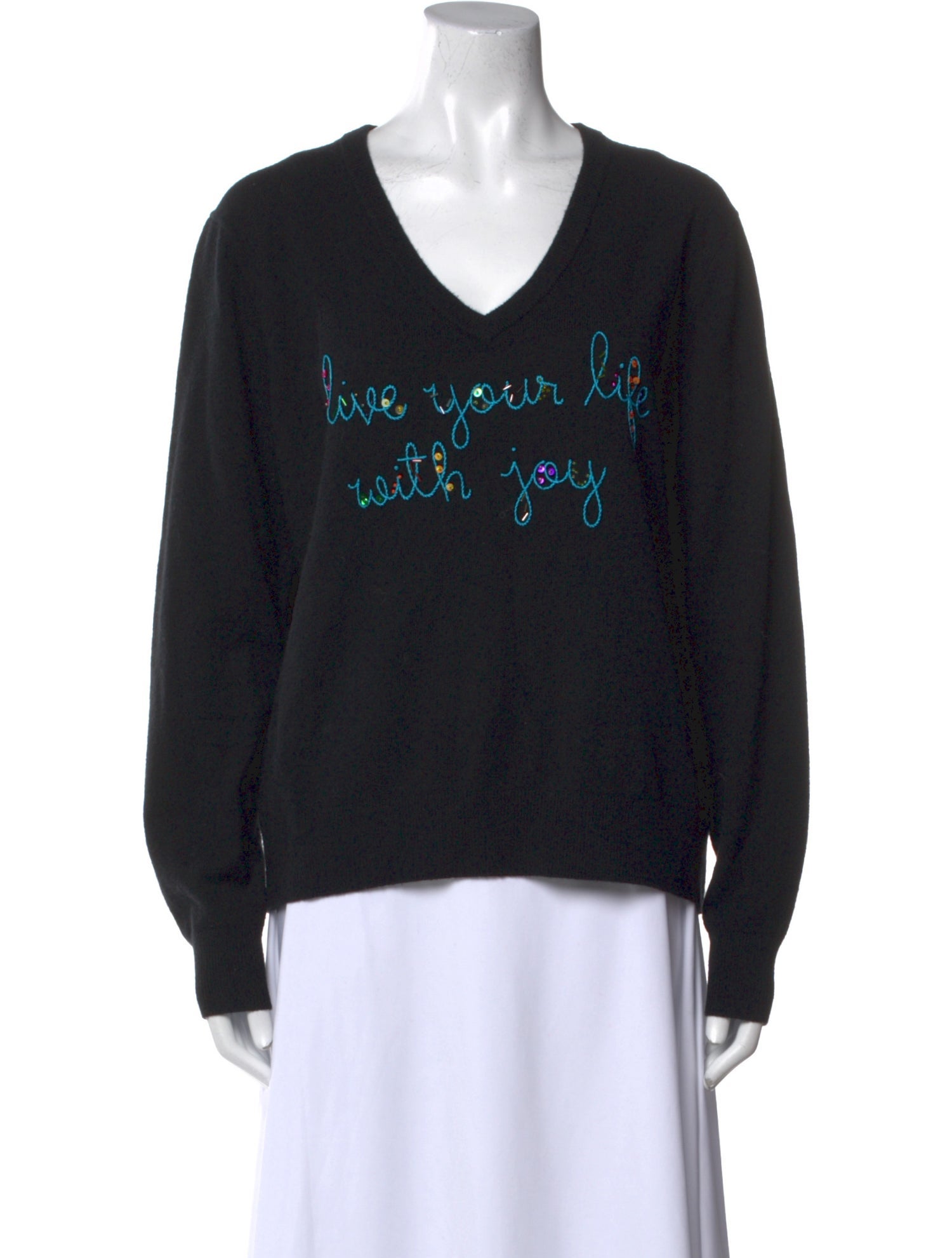 Lingua Franca Cashmere Graphic Print Sweater