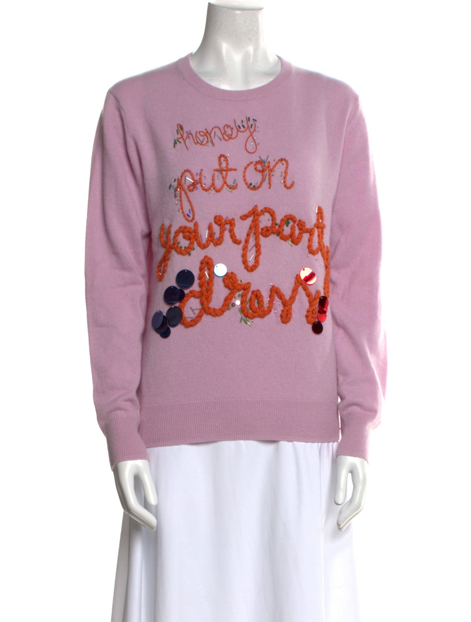 Lingua Franca Cashmere Graphic Print Sweater