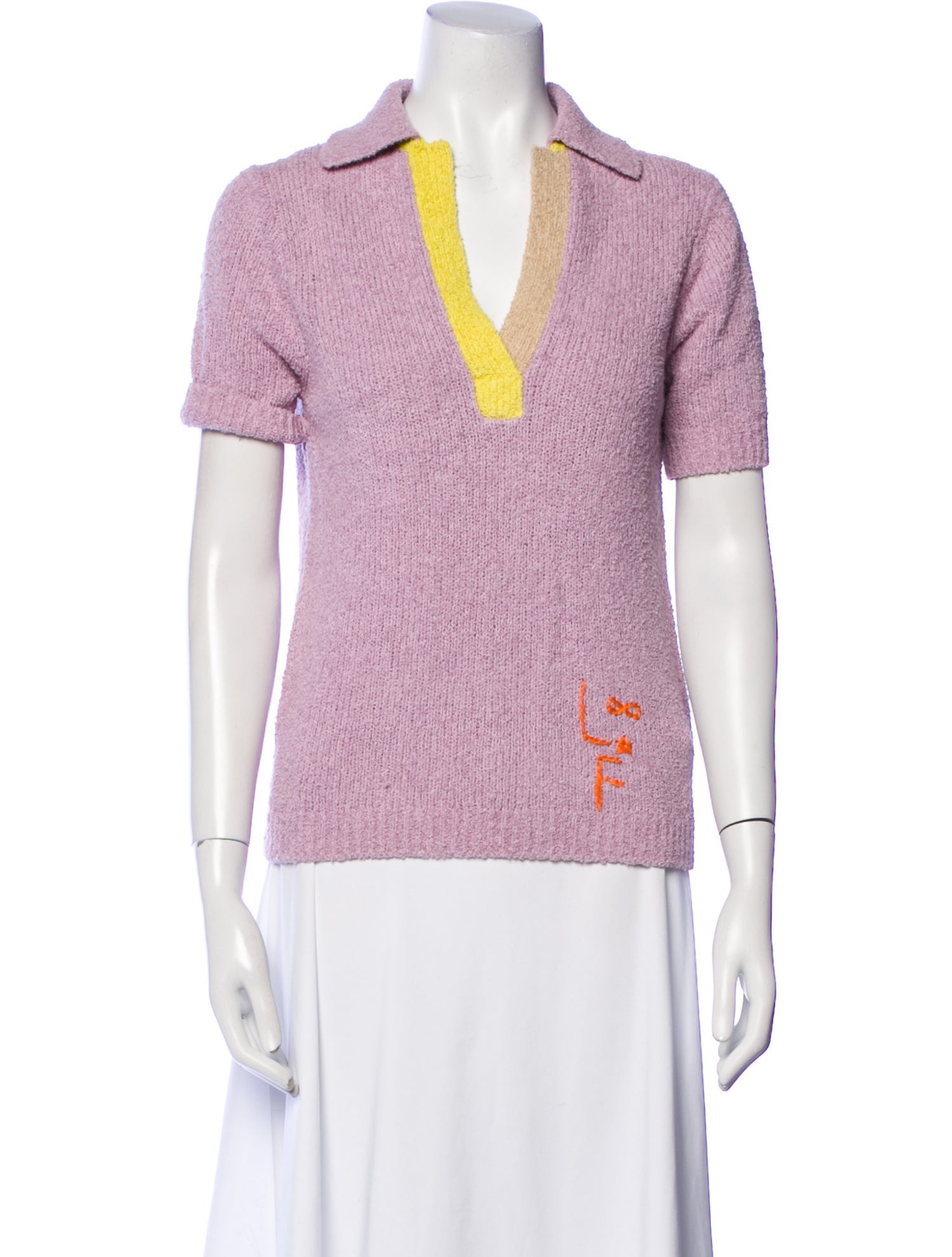 Lingua Franca Printed V-Neck Polo