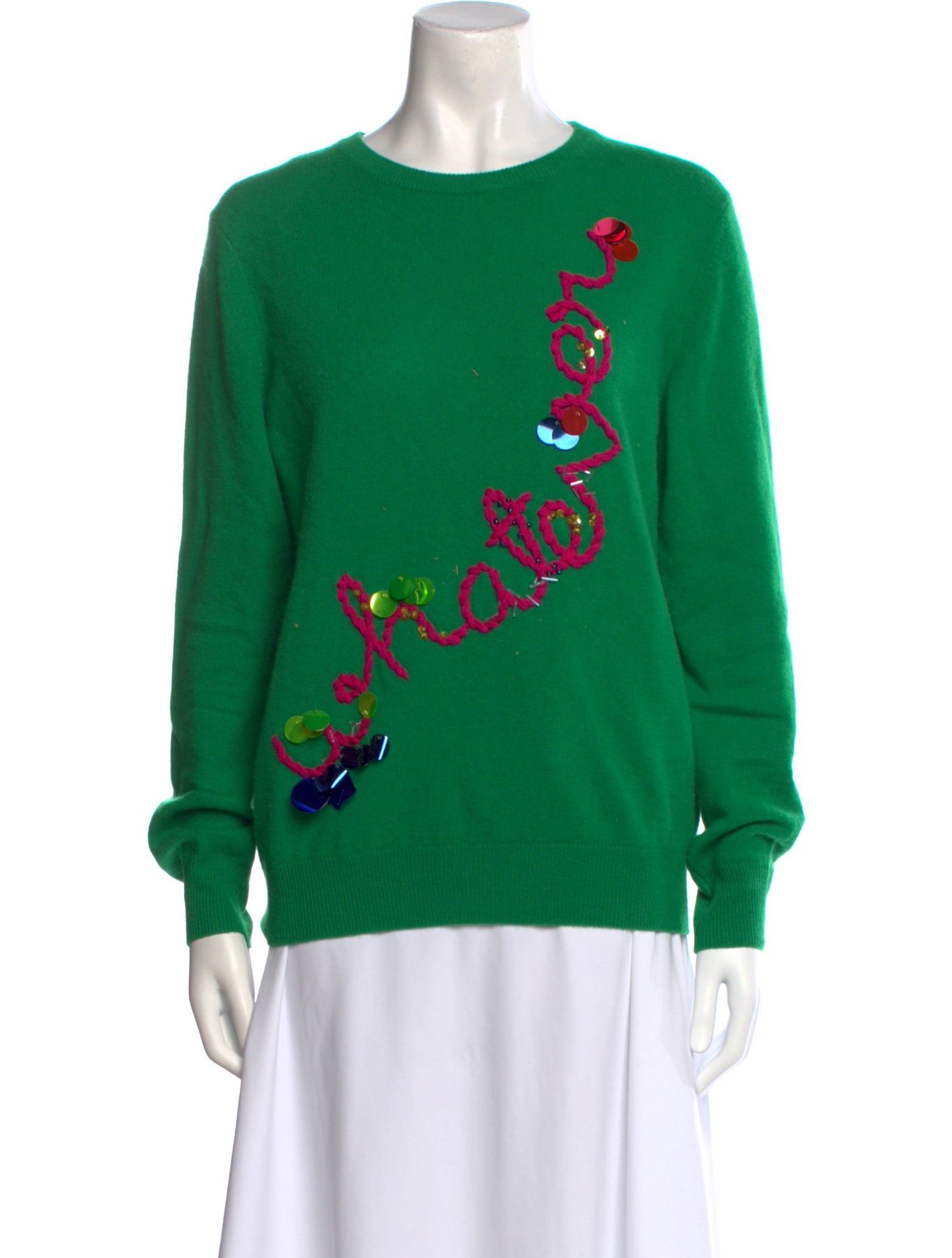 Lingua Franca Cashmere Graphic Print Sweater
