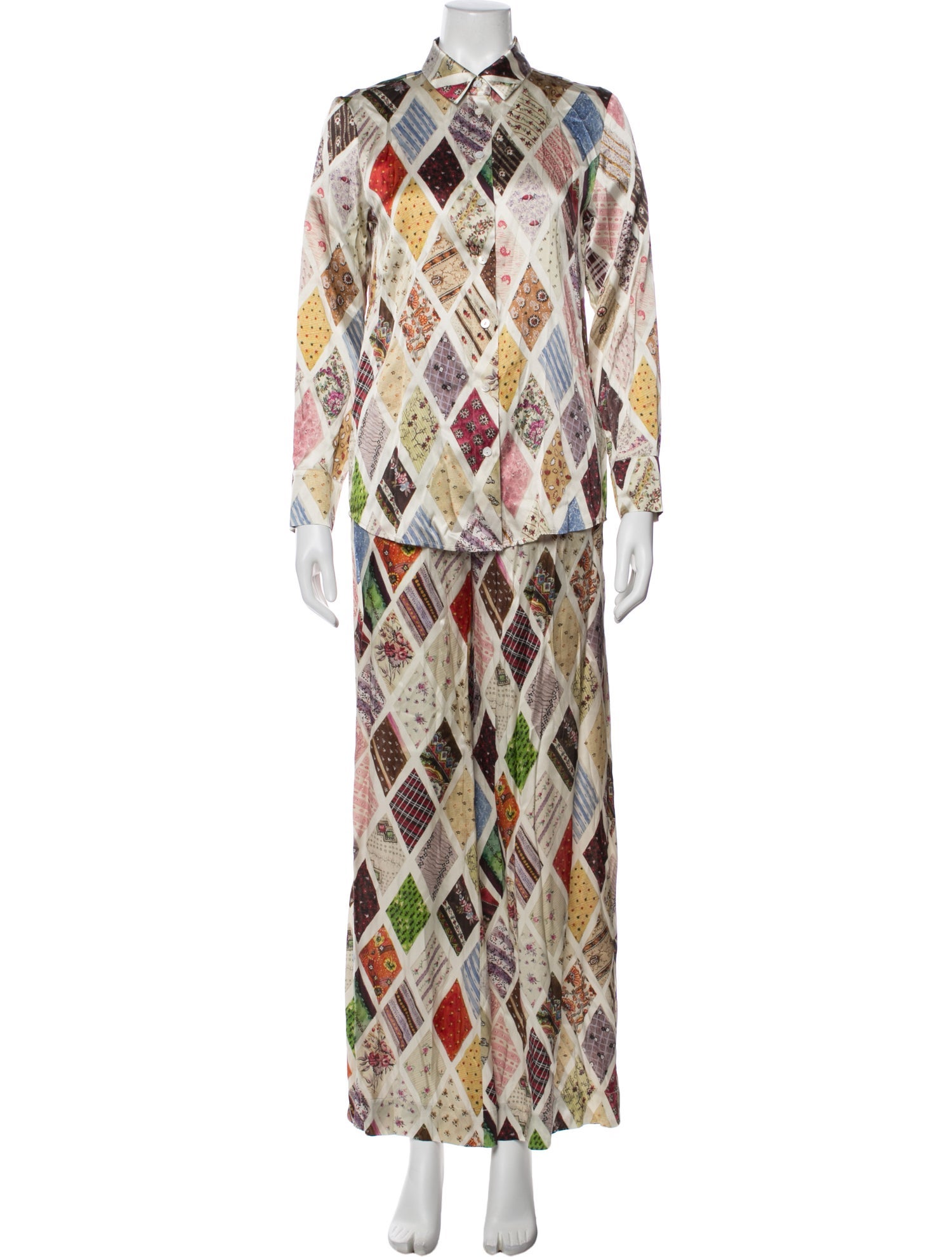 Lingua Franca Silk Printed Pant Set w/ Tags