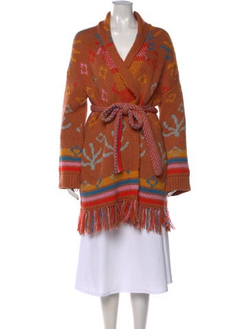 Pre-owned Lingua Franca Patterned V-neck Sweater In Neutrals