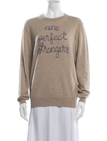 Pre-owned Lingua Franca Cashmere Graphic Print Sweater In Neutrals