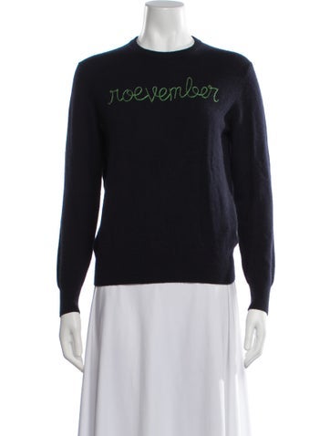 Pre-owned Lingua Franca Cashmere Graphic Print Sweater In Blue