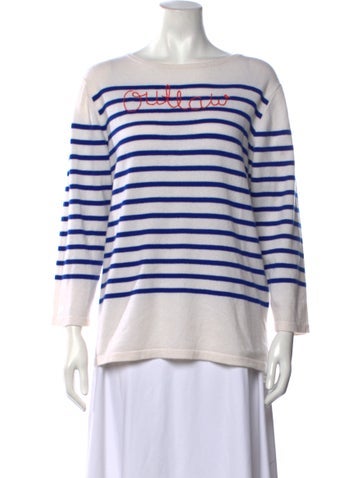 Pre-owned Lingua Franca Cashmere Striped Sweater In Blue/neutrals