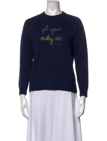 Pre-owned Lingua Franca Graphic Print Crew Neck Sweater In Blue