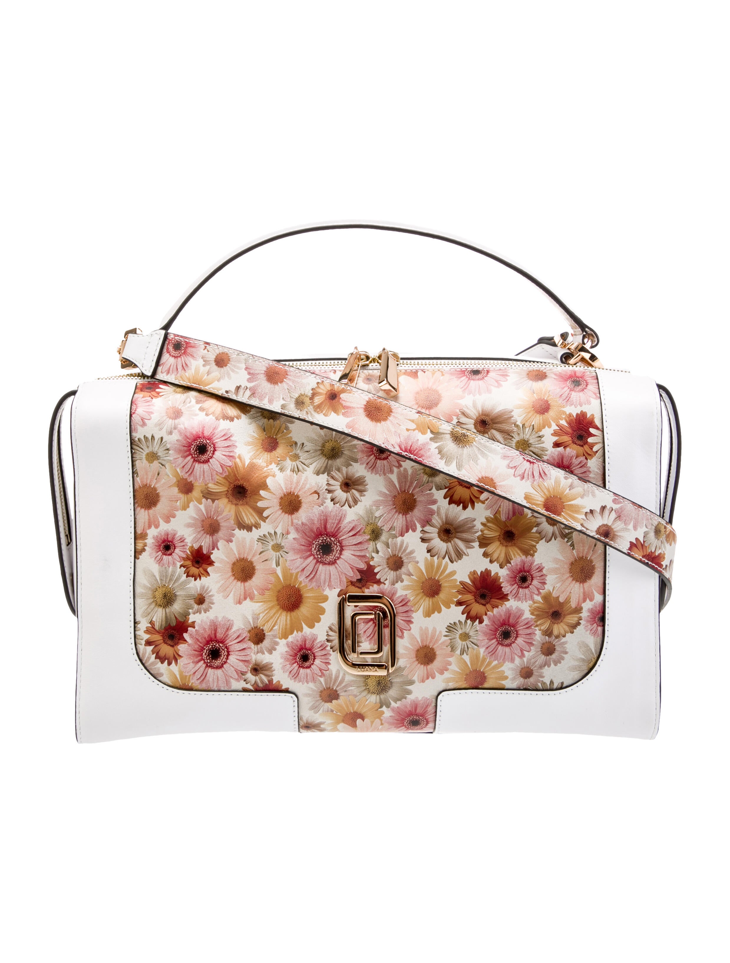 Luana Italy Leather Floral Crossbody White Crossbody Bags, Handbags