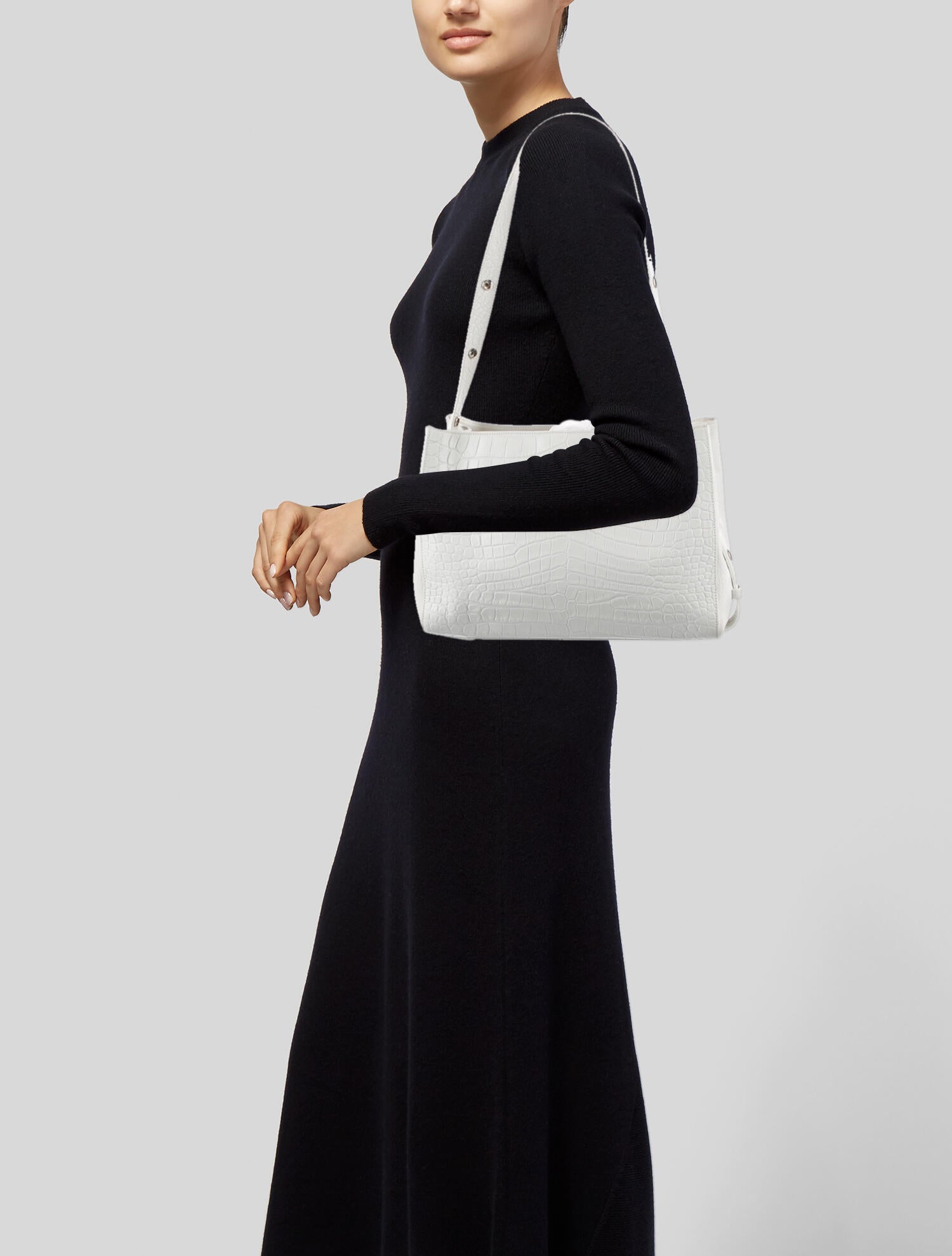 Little Liffner Embossed Leather Shoulder Bag White Shoulder Bags