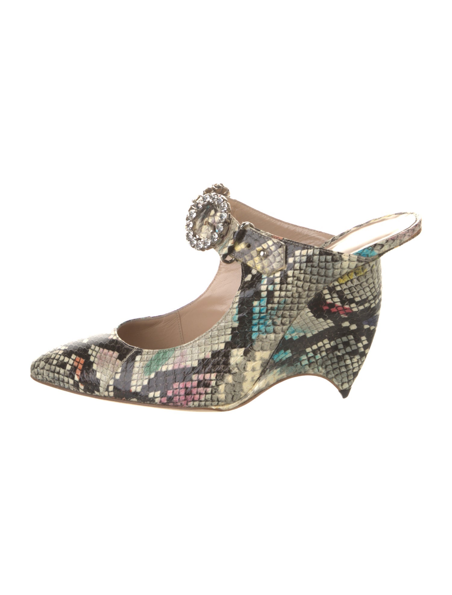 Liudmila Snakeskin Animal Print Mules