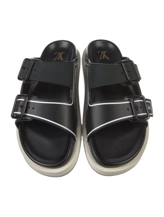 Louis Vuitton LV Script Trainer Mules Leather Slides