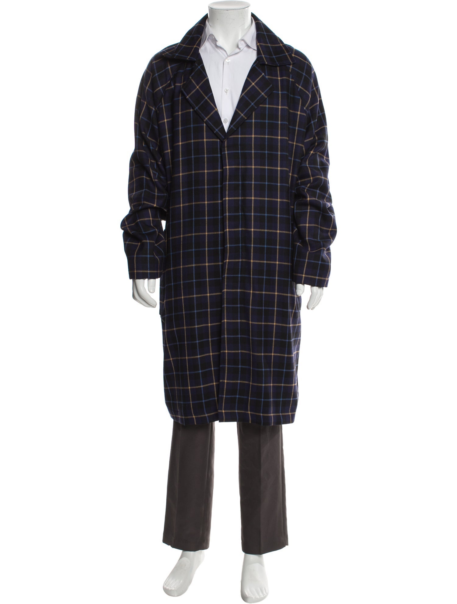 Liberal Youth Ministry Wool Plaid Print Overcoat