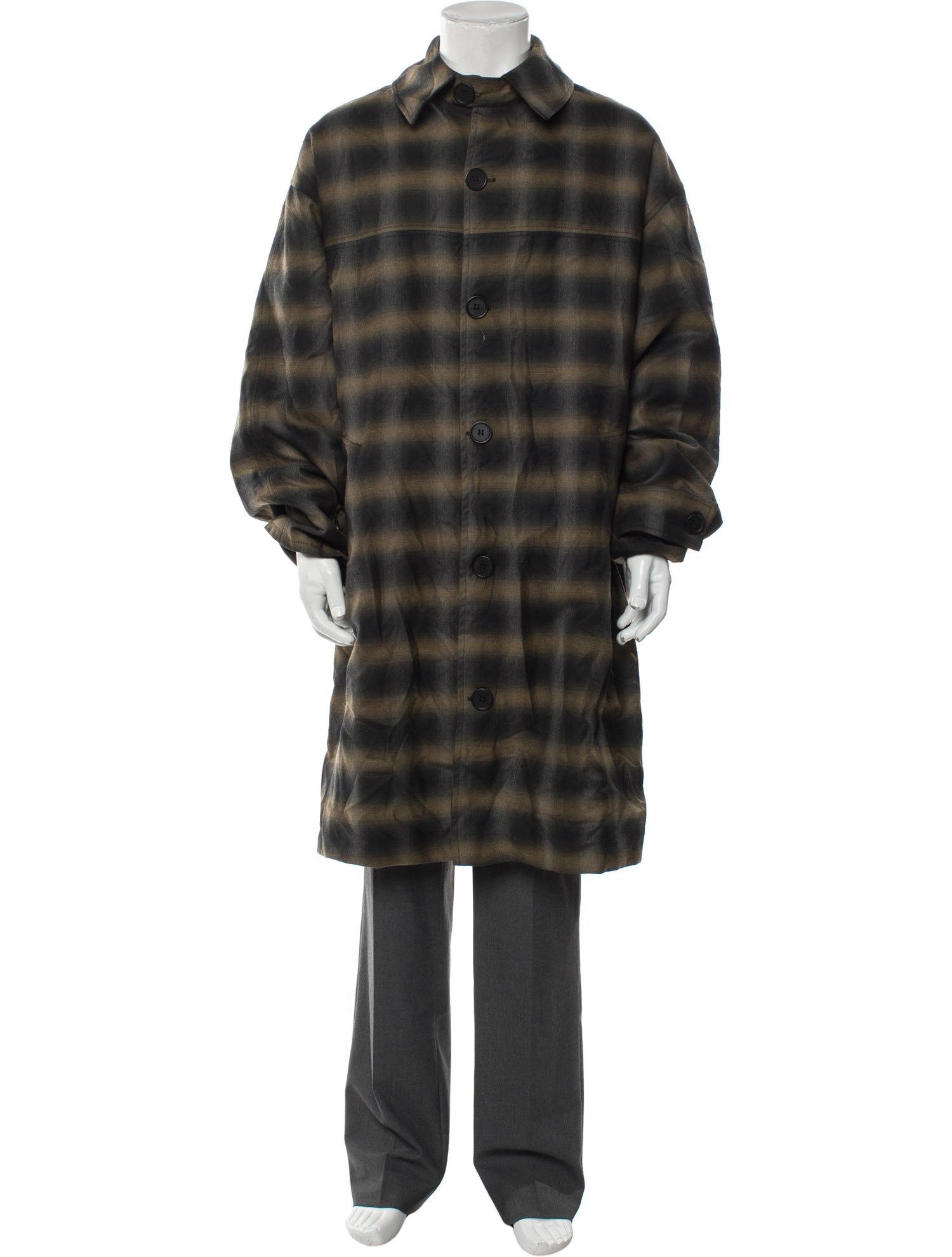 Liberal Youth Ministry Wool Plaid Print Overcoat