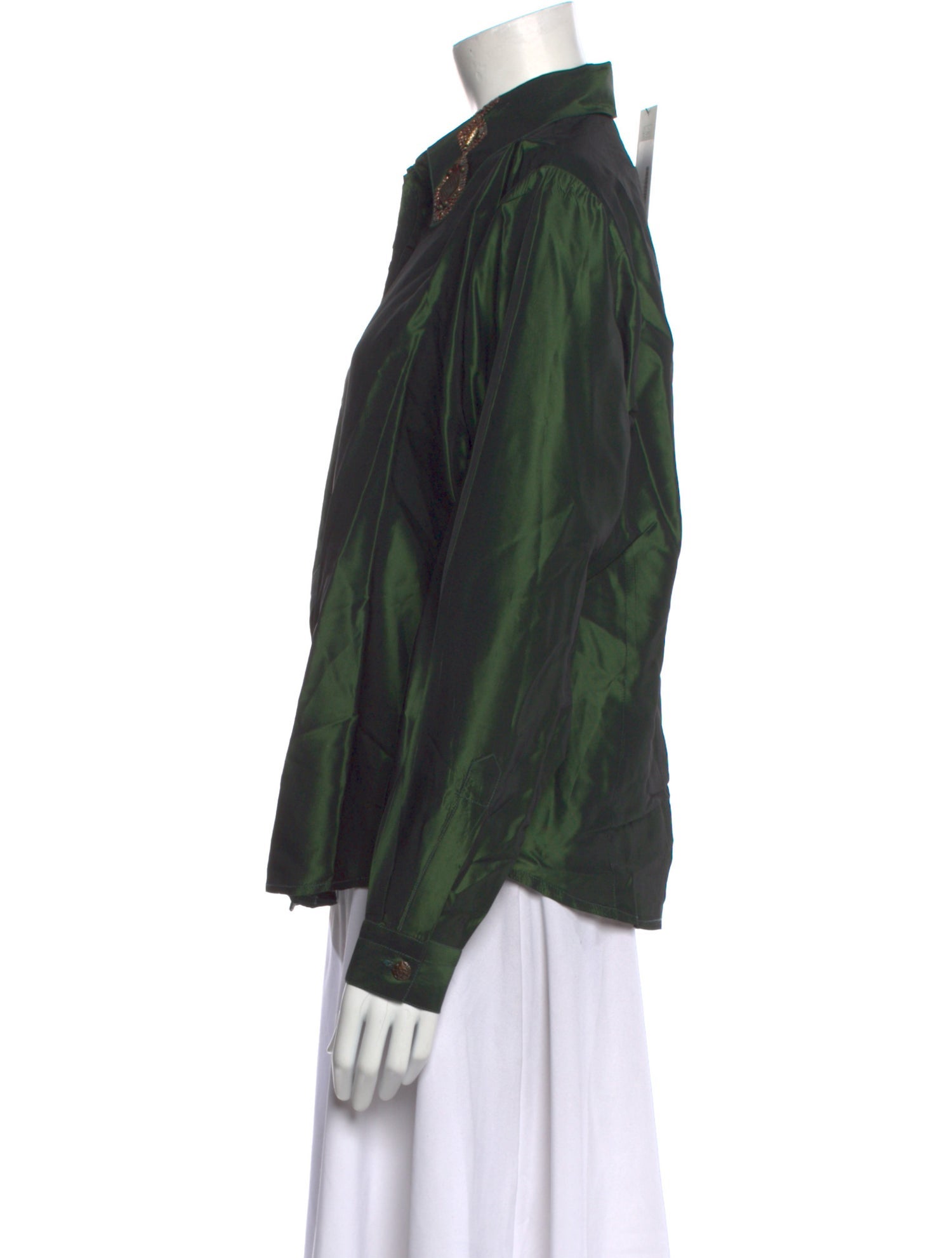 Legatte Jeans Silk Long Sleeve Button-Up Top