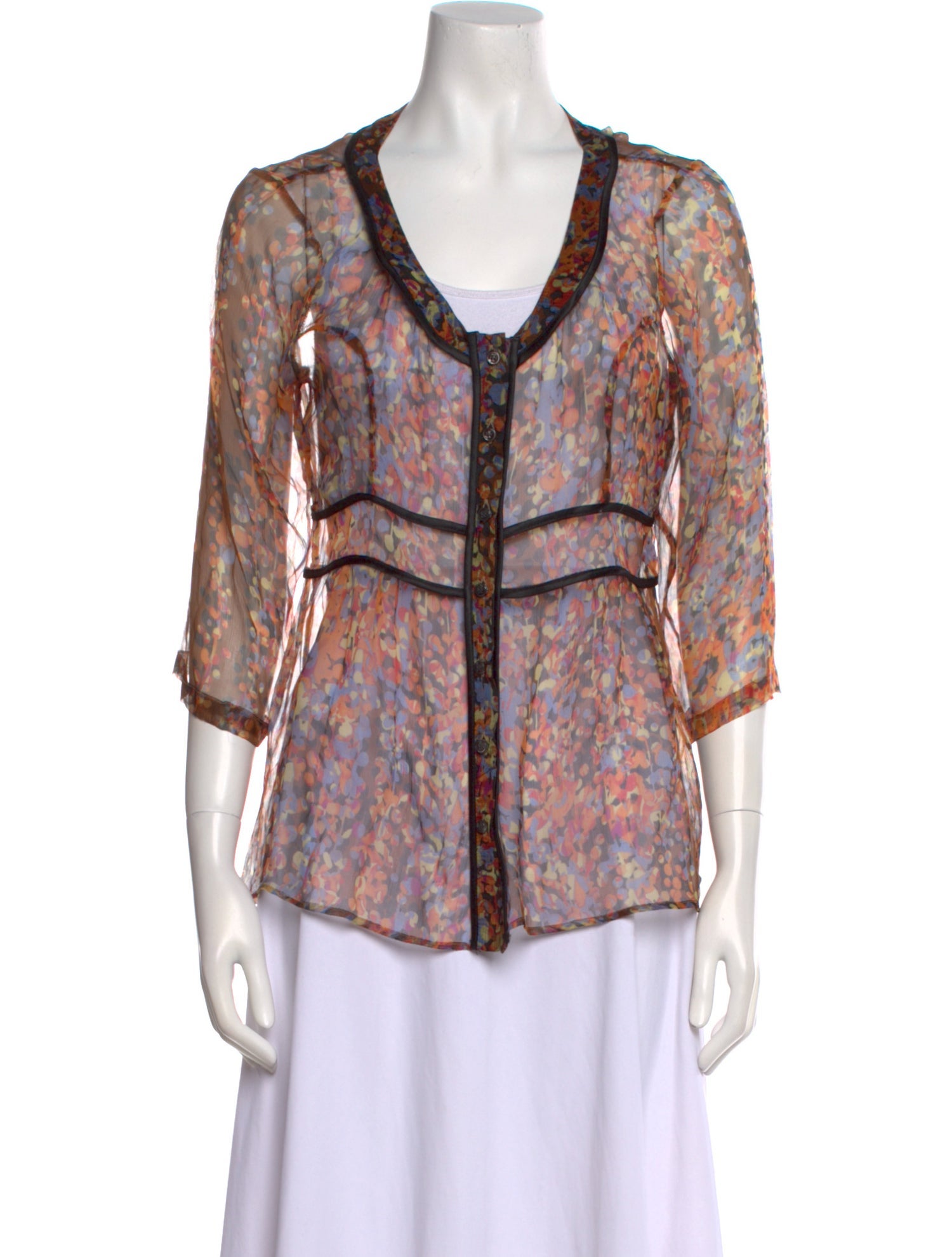 Legatte Jeans Printed V-Neck Blouse