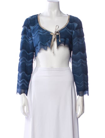 Legatte Jeans V-Neck Long Sleeve Crop Top