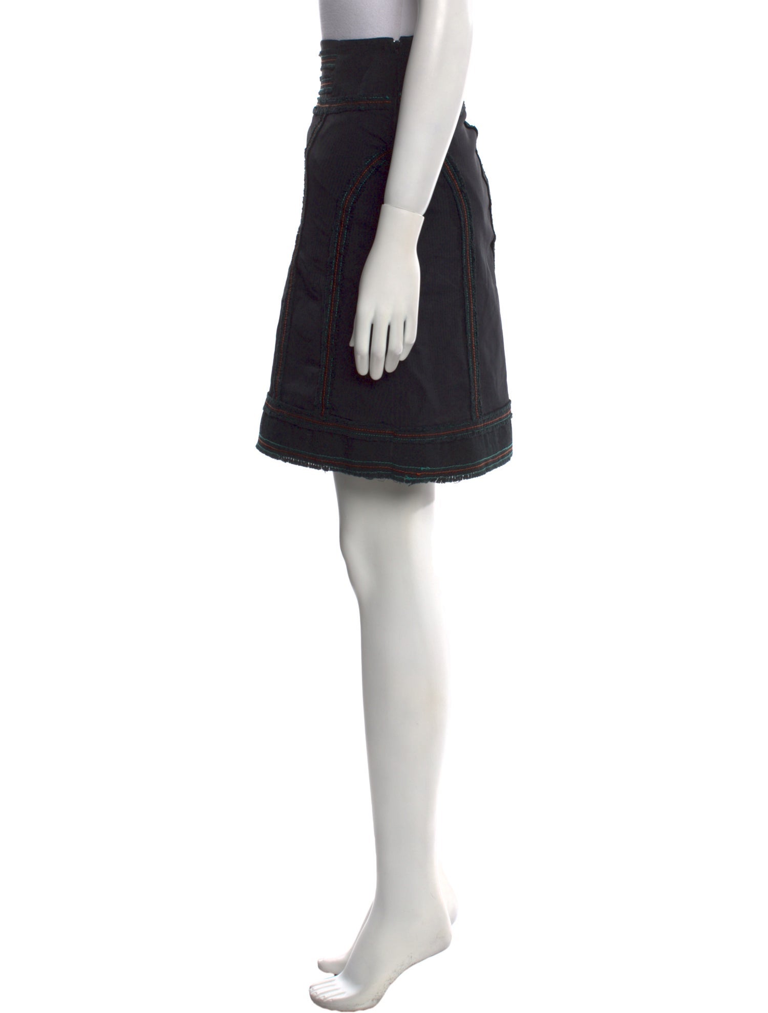 Legatte Jeans Raw-Edge Trim Knee-Length Skirt