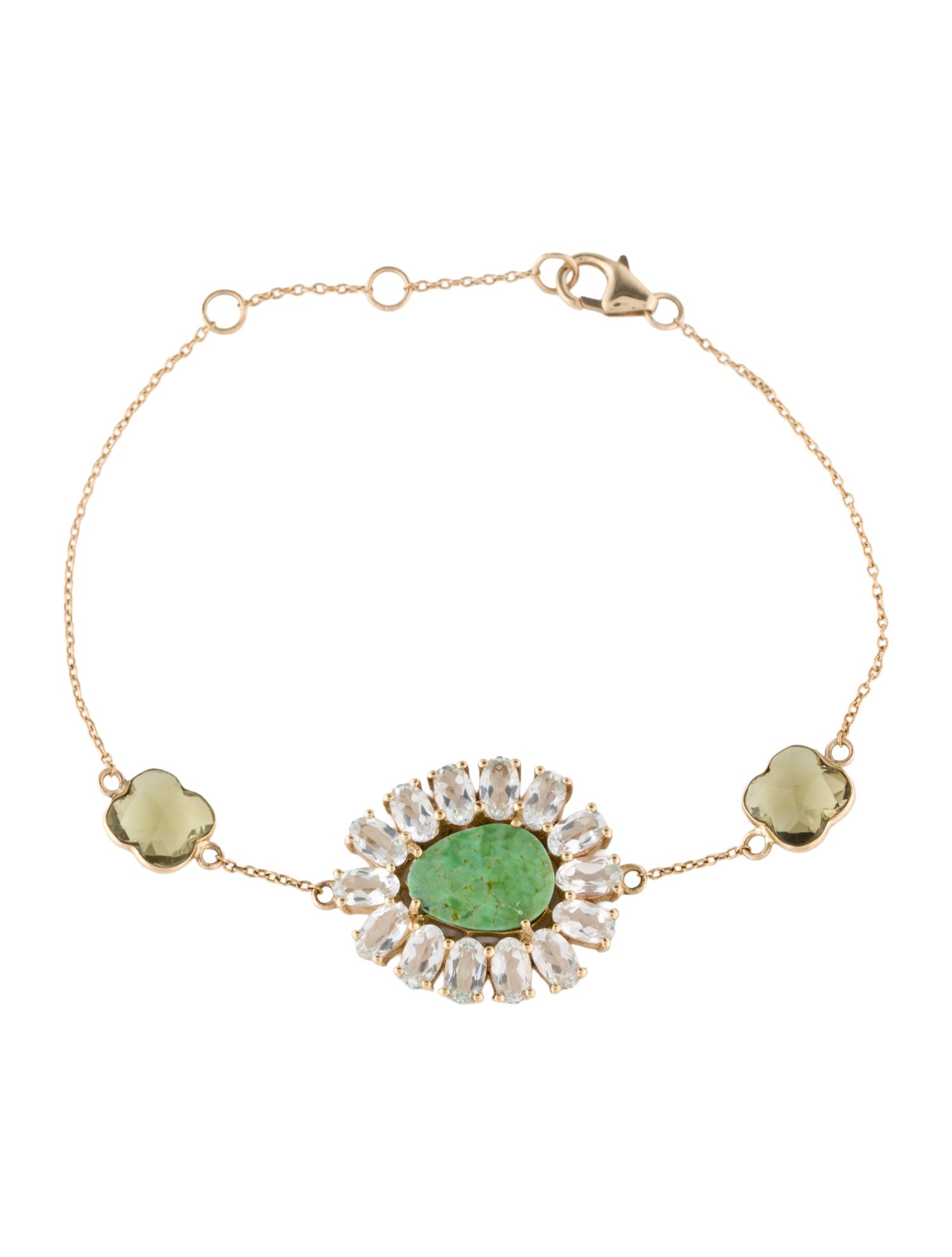 Loretta Castoro 14K Composite Turquoise , Prasiolite and Topaz Station Bracelet