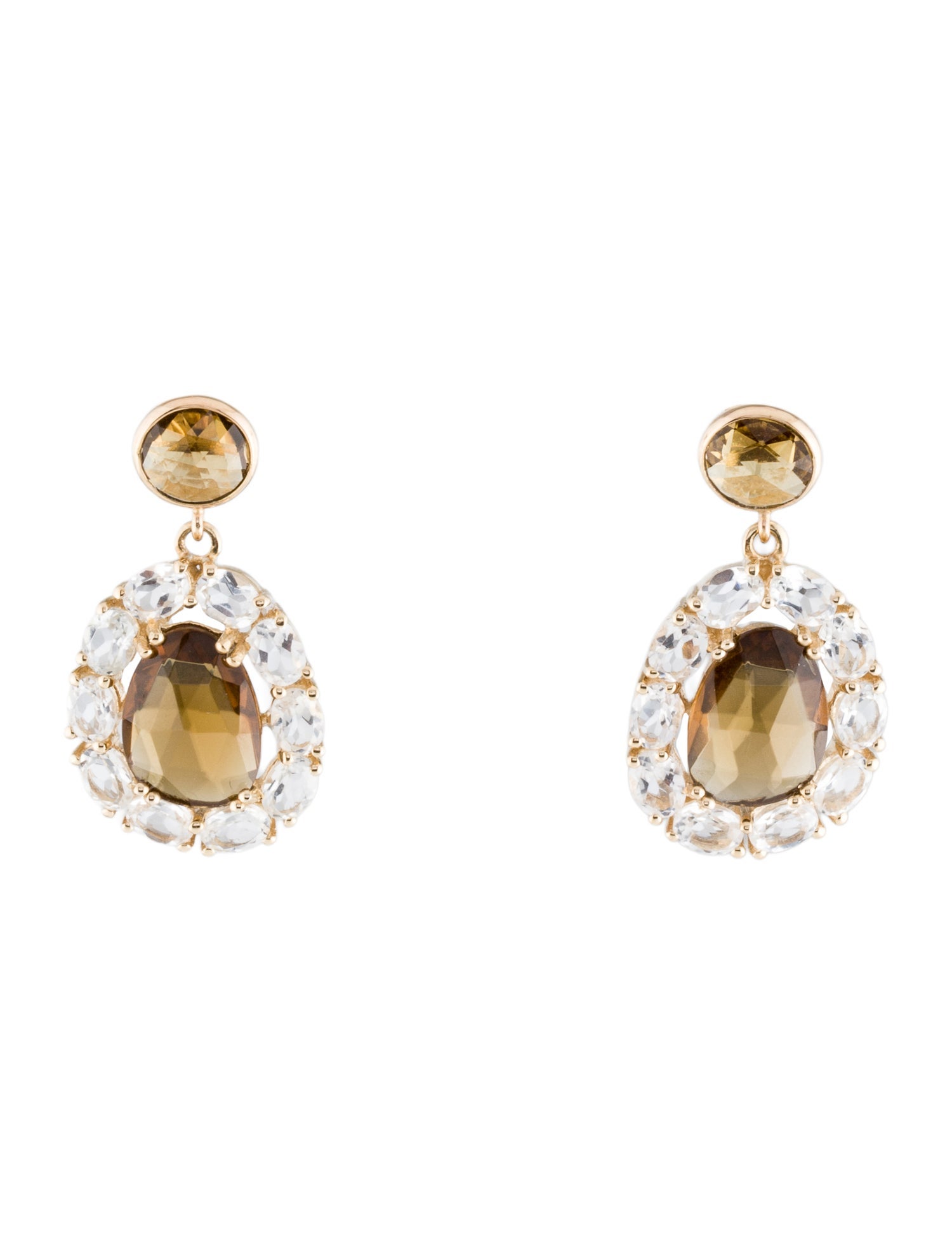 Loretta Castoro 14K 3.62ctw Topaz &Smokey Quartz Drop Earrings