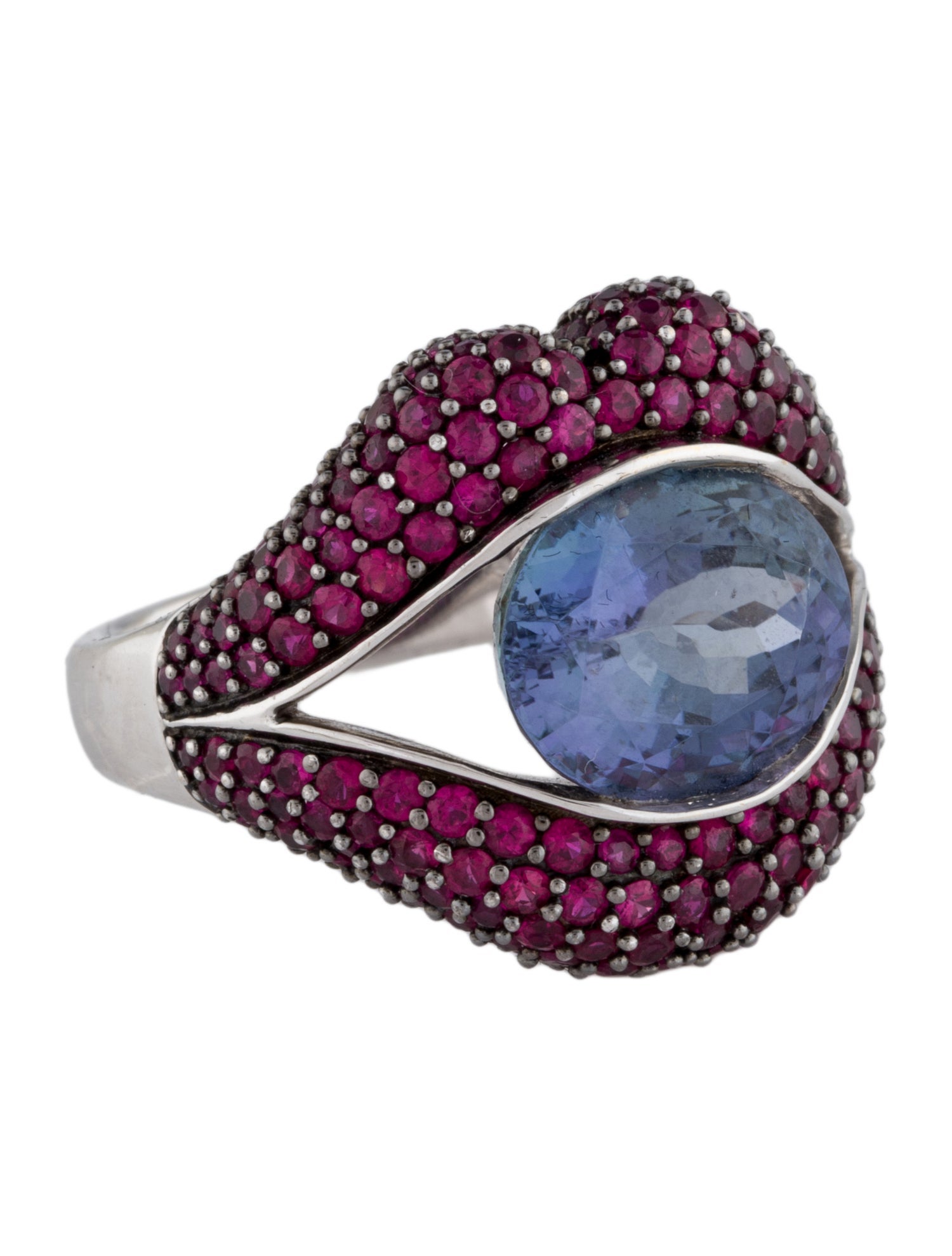 Loretta Castoro 18K 5.63ct Tanzanite & Ruby 'KissMe' Ring