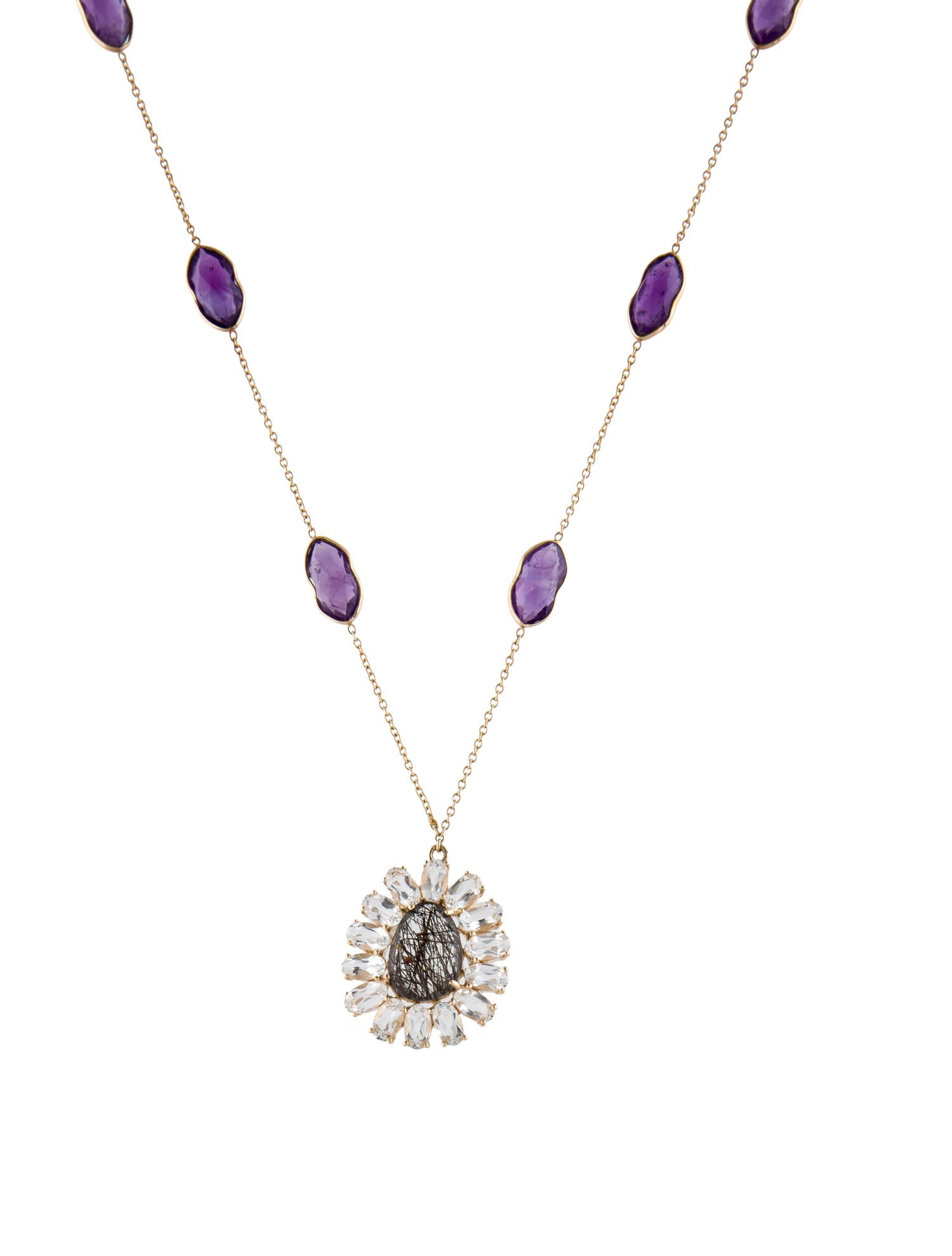Loretta Castoro 14K Multistone Pendant Necklace