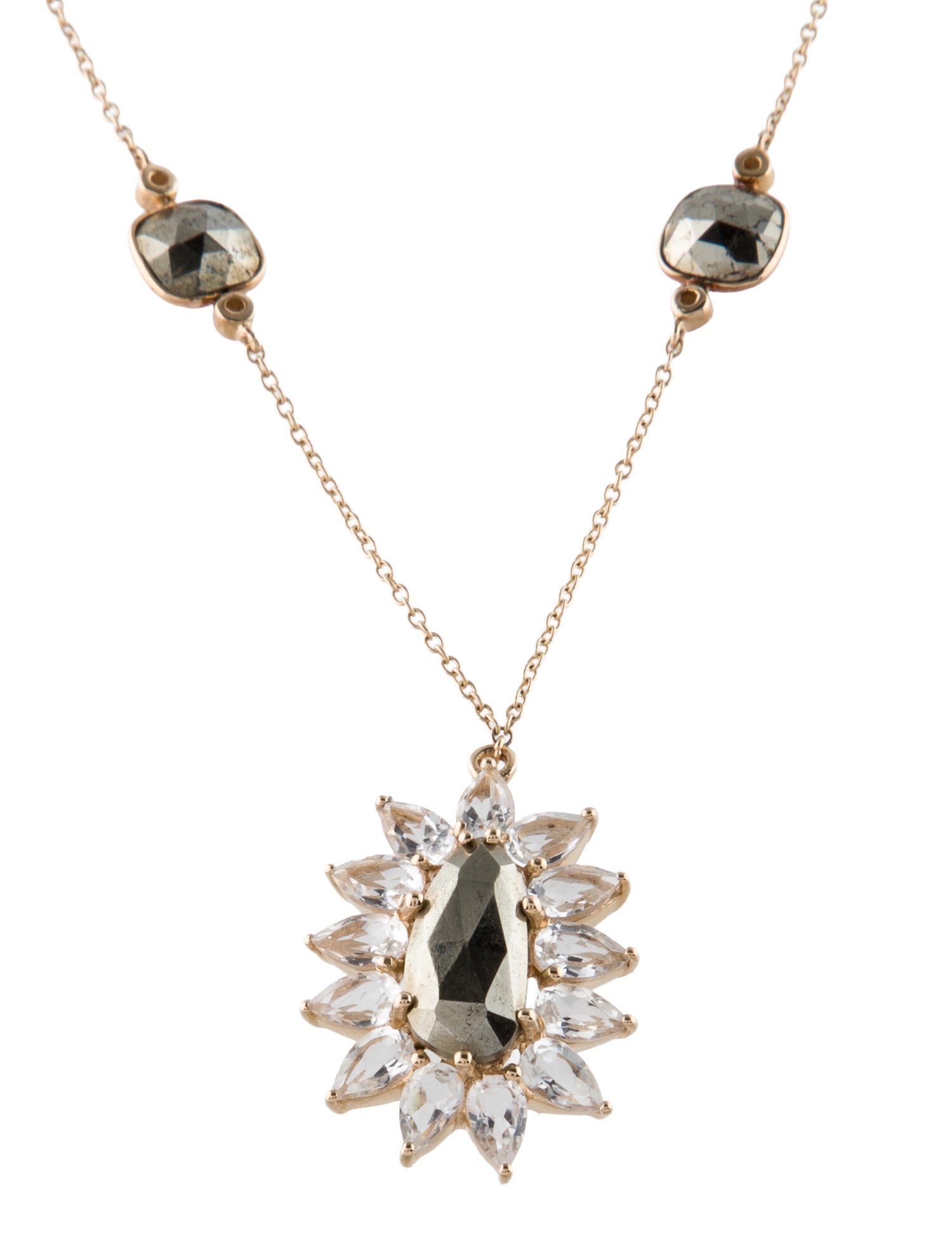 Loretta Castoro 14K 2.78ctw Topaz, Pyrite & Diamond Pendant Necklace