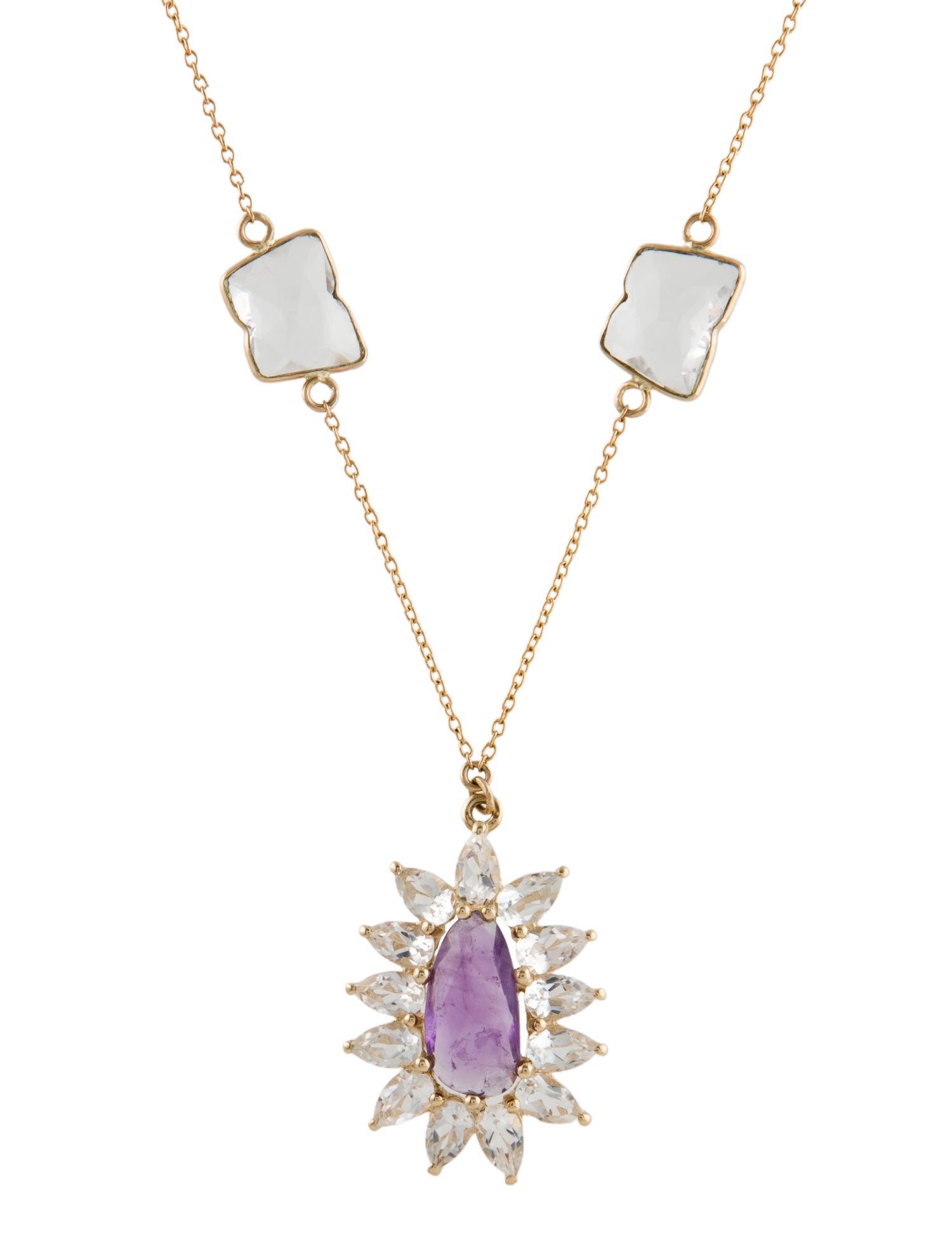 Loretta Castoro 14K Multistone Station Pendant Necklace