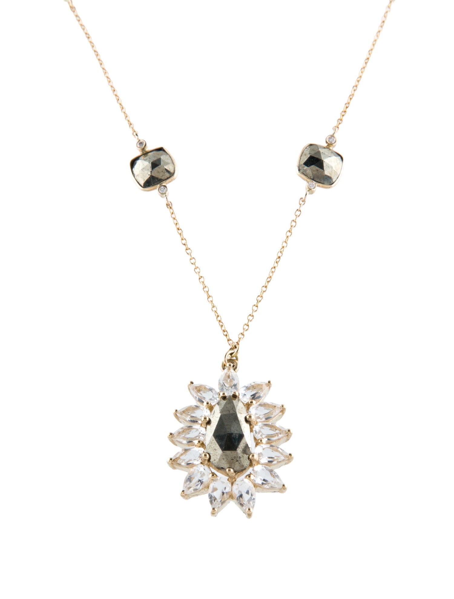 Loretta Castoro 14K 2.78ctw Topaz, Pyrite & Diamond Pendant Necklace