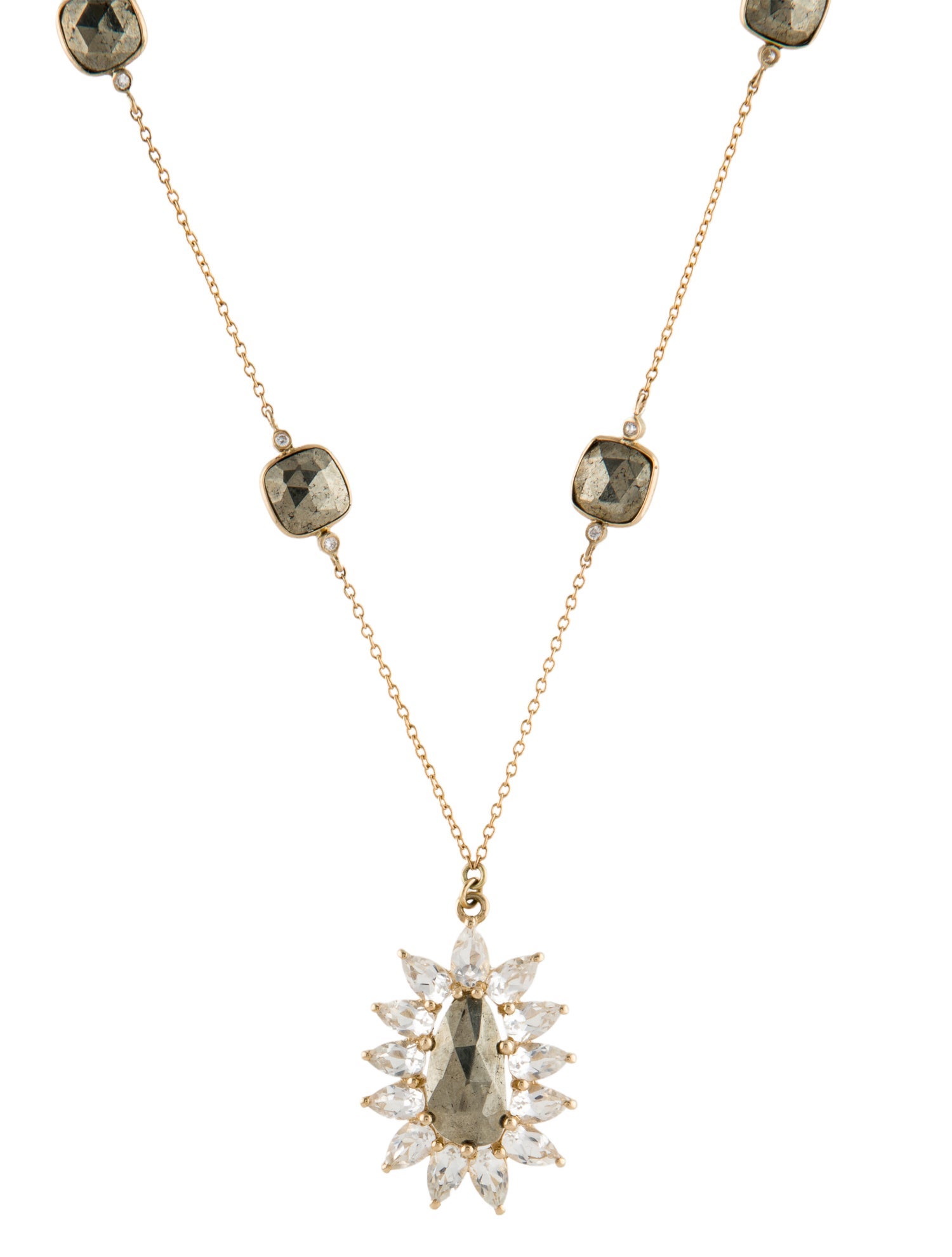 Loretta Castoro 14K Multistone Station Pendant Necklace