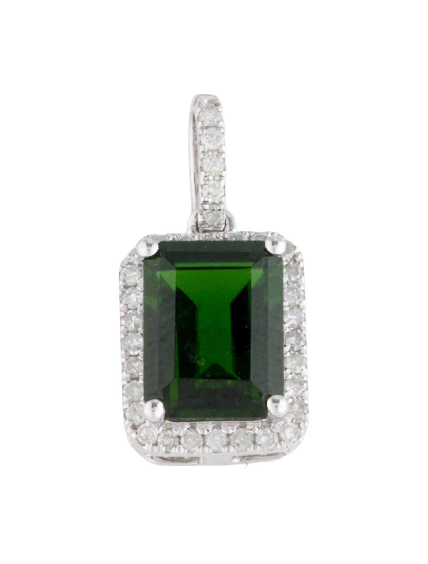 Loretta Castoro 10K 1.47ctw Diopside & Diamond Necklace Pendant