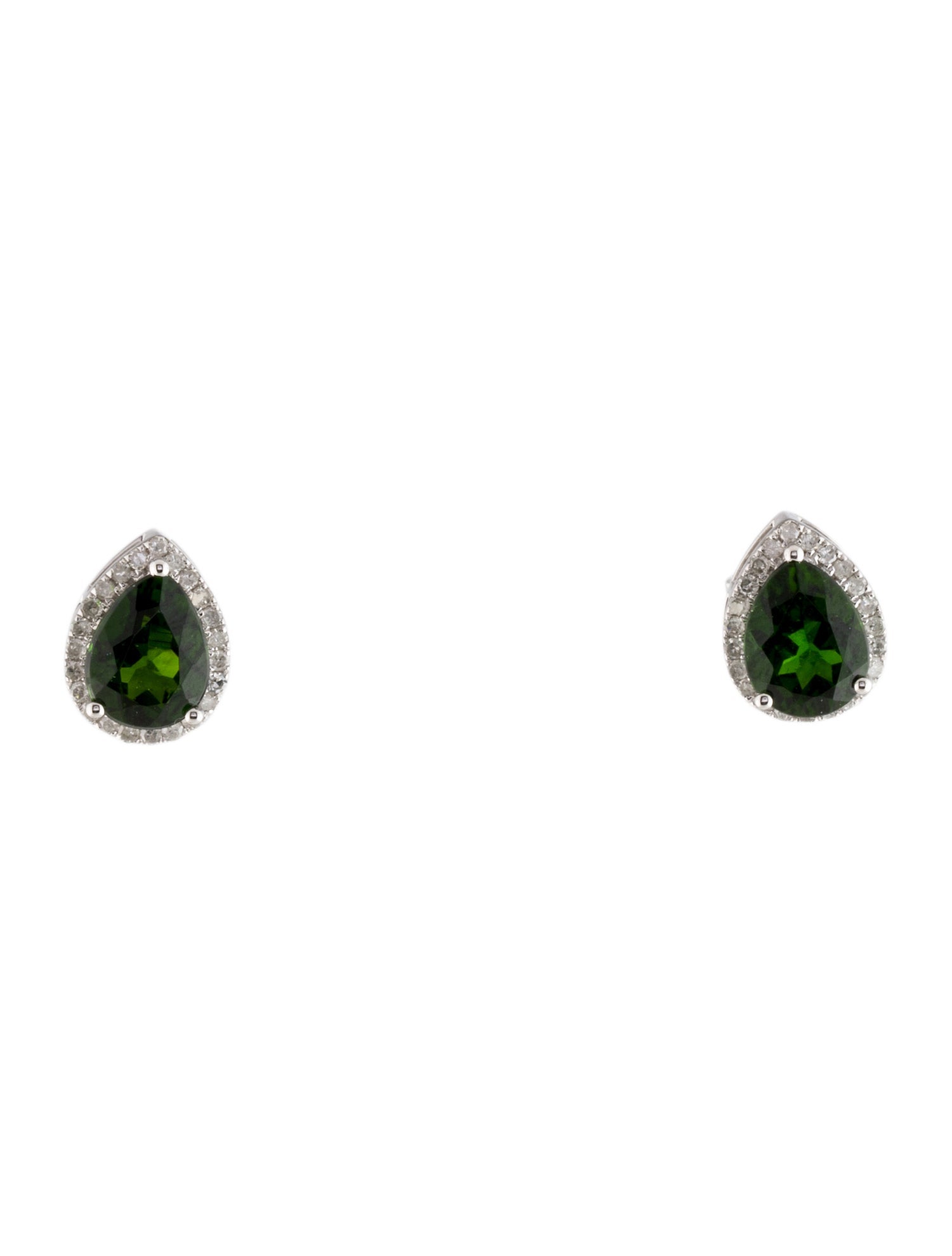 Loretta Castoro 10K Diopside & Diamond Stud Earrings