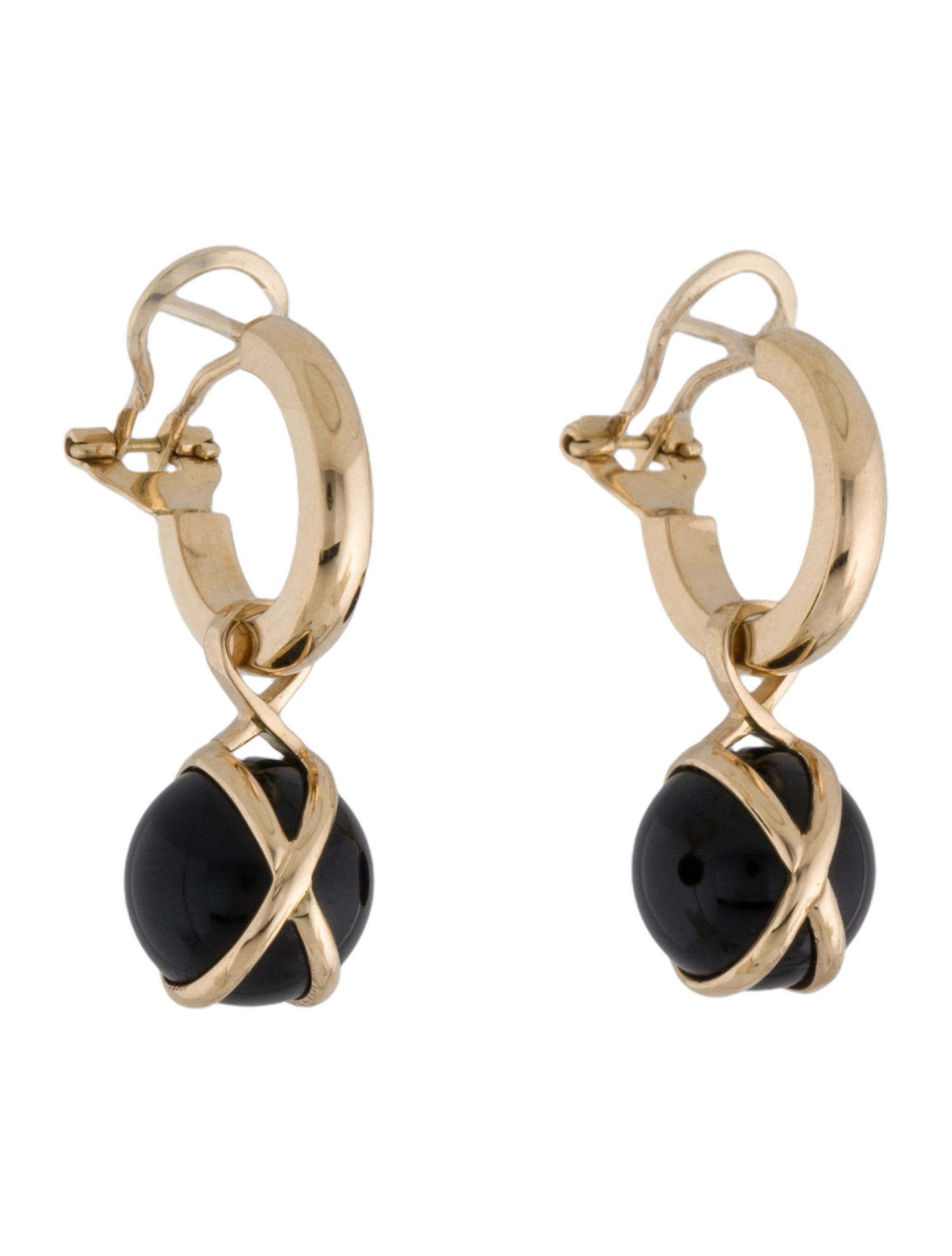 L. Klein 18K Onyx Prisma Dangle HoopEarrings