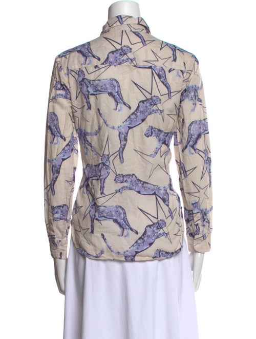 Las Surenas Linen Printed Button-Up Top