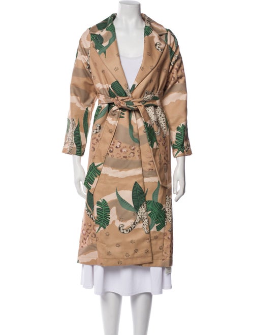 Las Surenas Wool Floral Print Trench Coat
