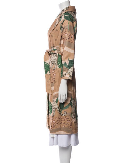 Las Surenas Wool Floral Print Trench Coat