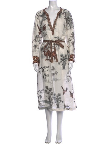Pre-owned Las Surenas Printed Midi Length Dress W/ Tags In Multicolor