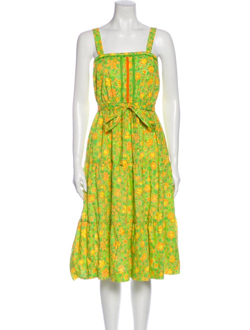 Lilly Pulitzer Floral Print Midi Length Dress Gree