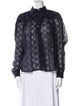 Lena Lumelsky Lace Pattern Mock Neck Blouse