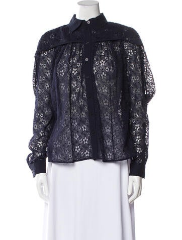 Lena Lumelsky Tops Lace Pattern Mock Neck Blouse Us4, Fr36 | S