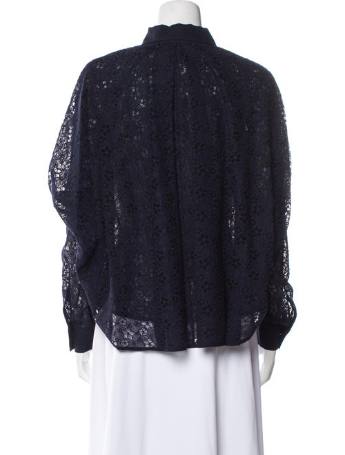 Lena Lumelsky Lace Pattern Mock Neck Blouse