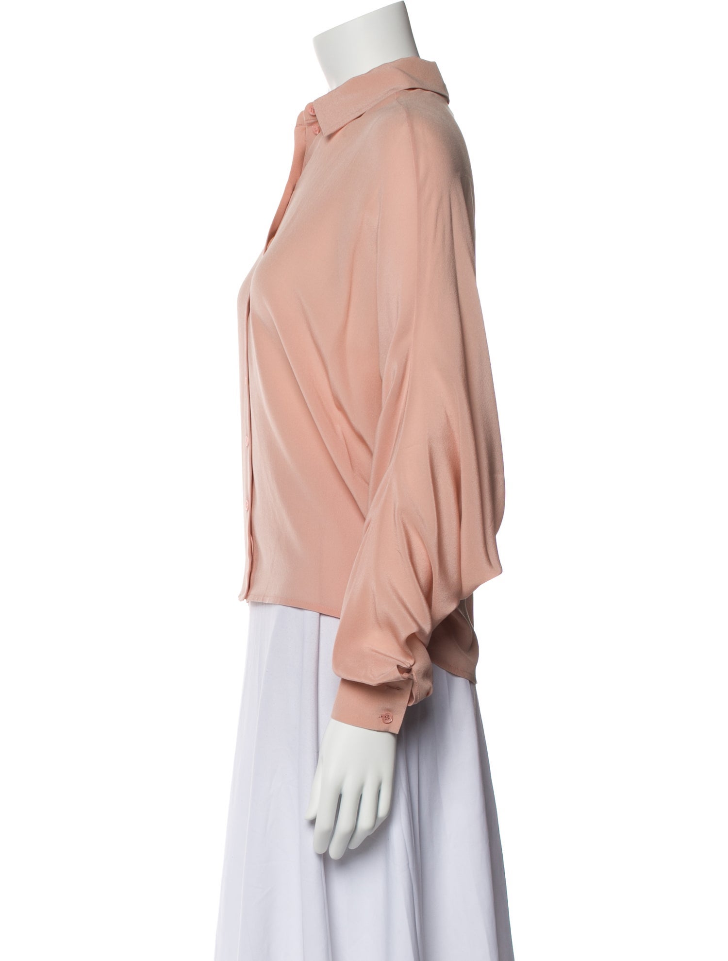 Lena Lumelsky Silk Long Sleeve Button-Up Top