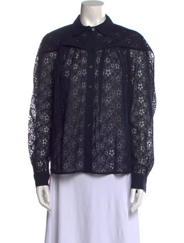 Lena Lumelsky Tops Lace Pattern Long Sleeve Button-Up Top Us6, Fr38 | M