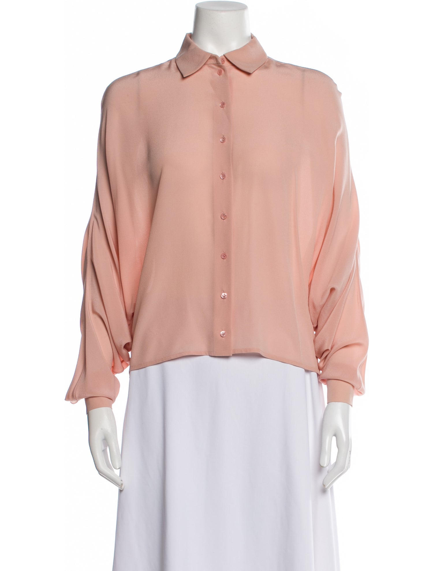 Lena Lumelsky Silk Long Sleeve Button-Up Top w/ Tags
