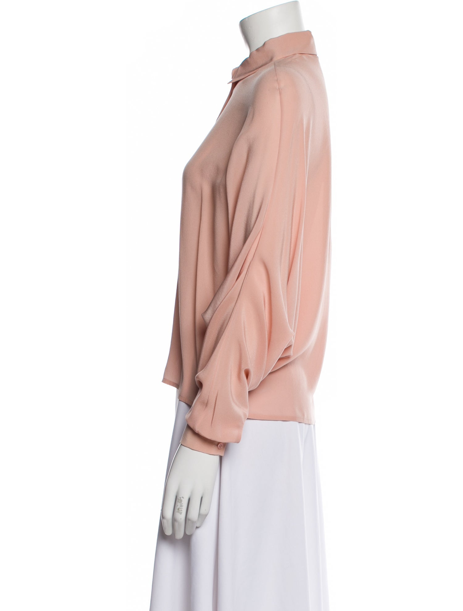 Lena Lumelsky Silk Long Sleeve Button-Up Top w/ Tags