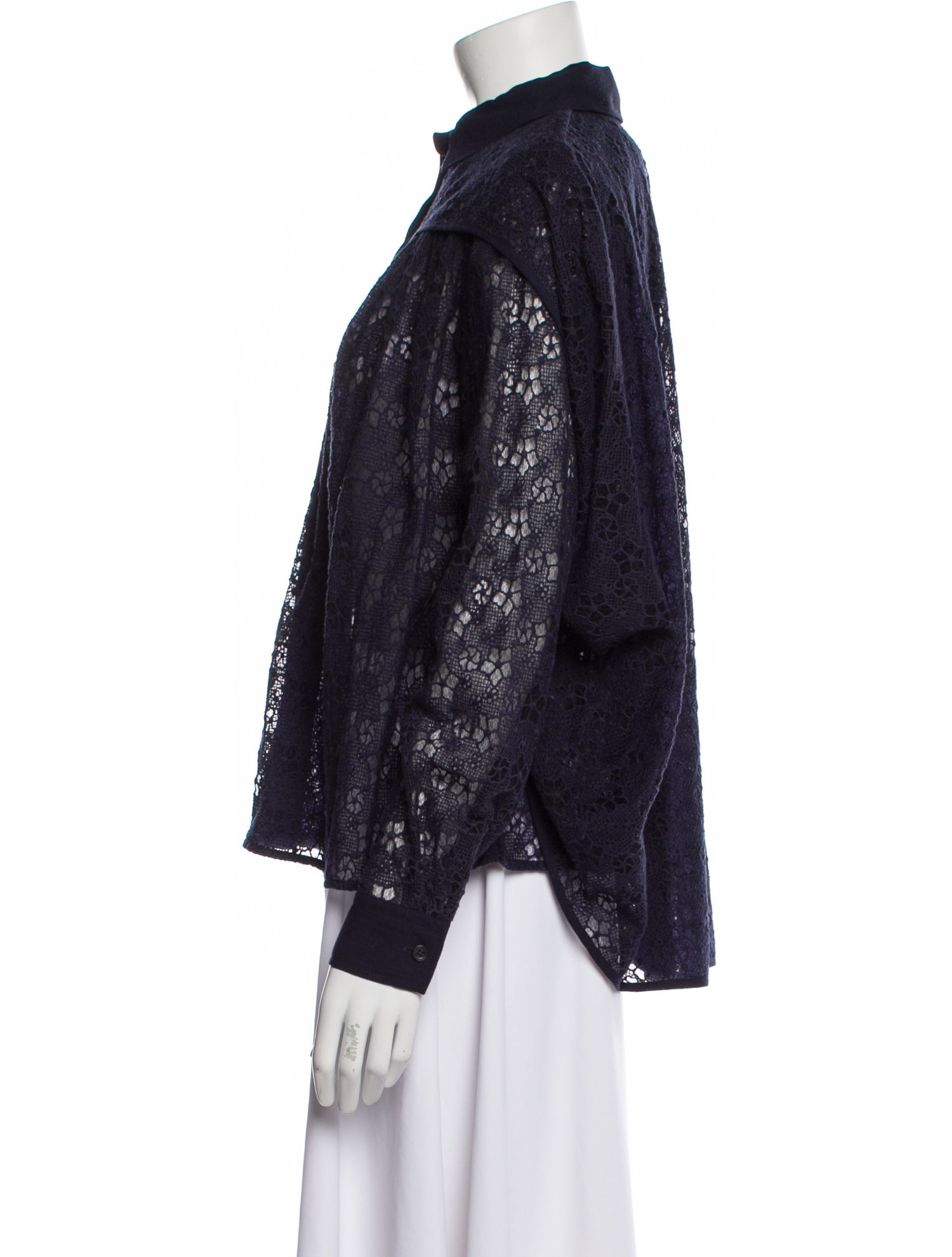 Lena Lumelsky Lace Pattern Long Sleeve Button-Up Top w/ Tags