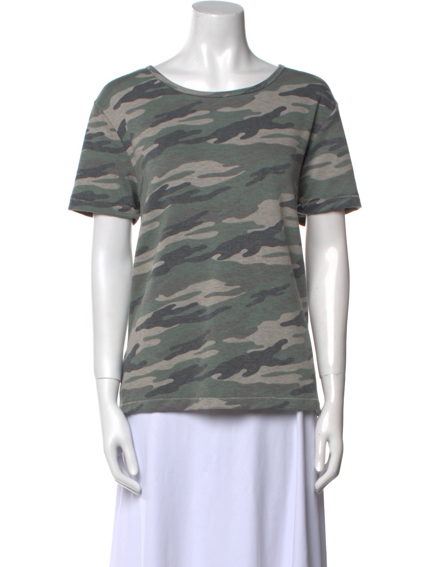 La Made Camouflage Print Scoop Neck T-Shirt